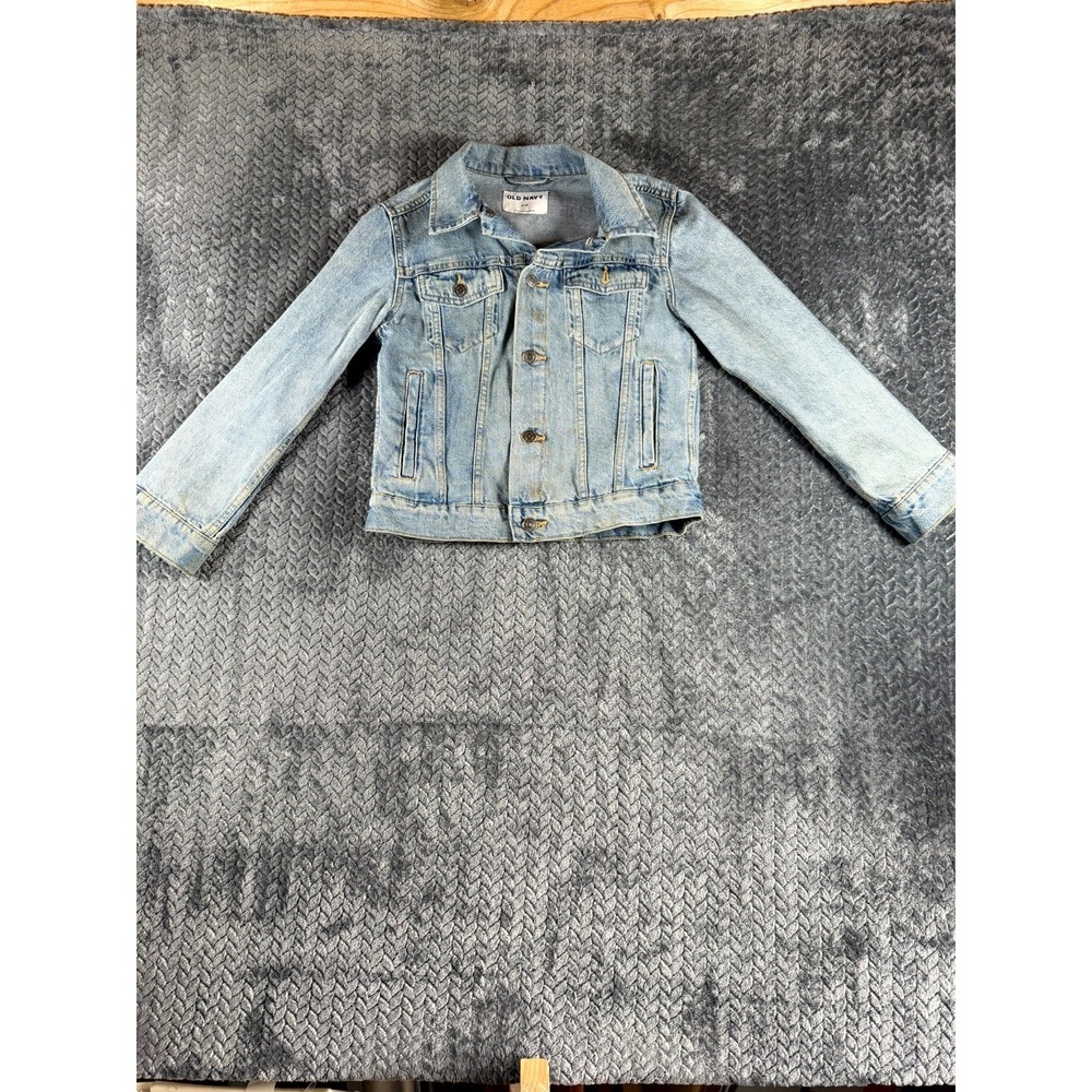 Old Navy Trucker Jacket Girls M(8) Blue Denim Cropped Classic Button Front